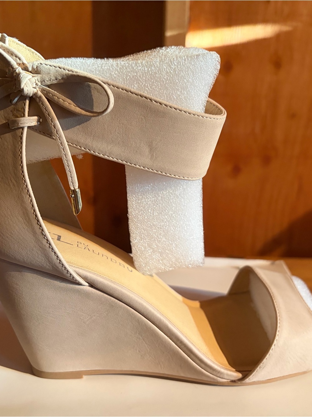 Women’s Neutral Wedge Sandals with Ankle Tie